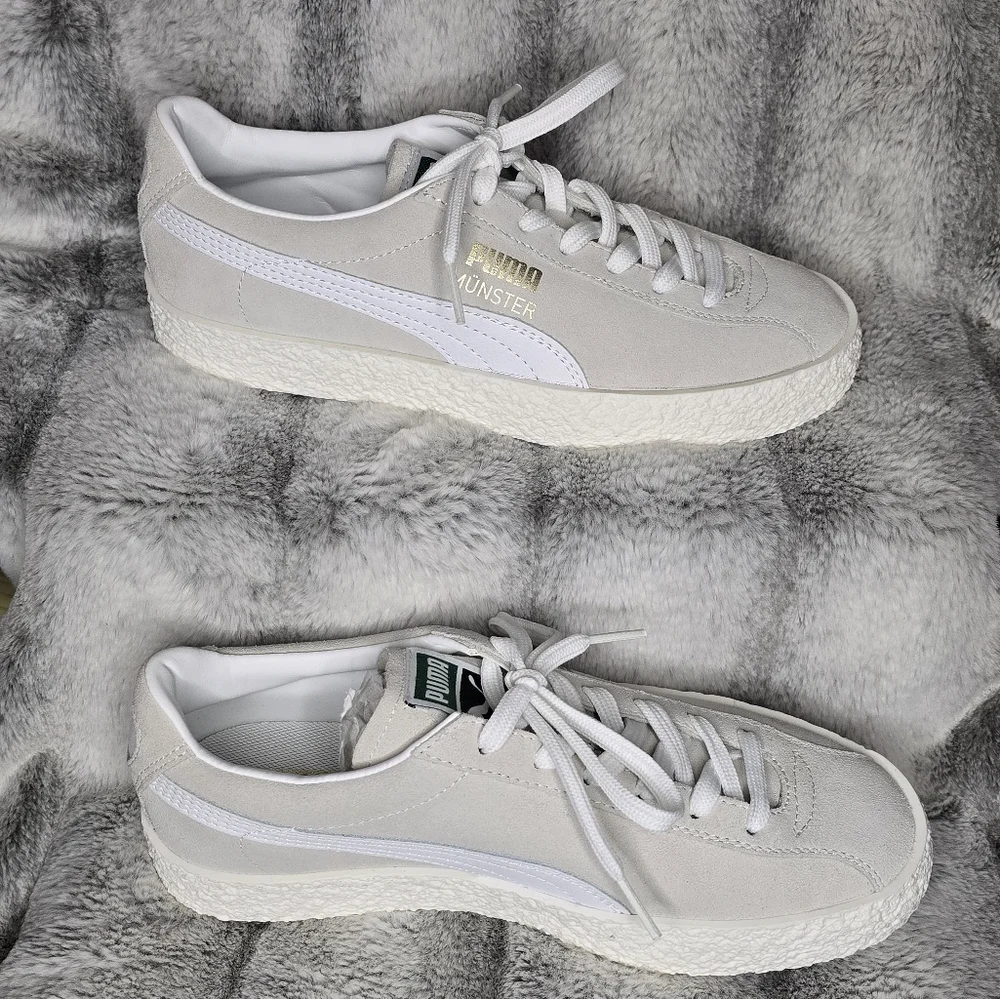 NWB Puma Suede Low-top MUENSTER CLASSIC Sneakers US‎ M6/ 7.5W Puma white